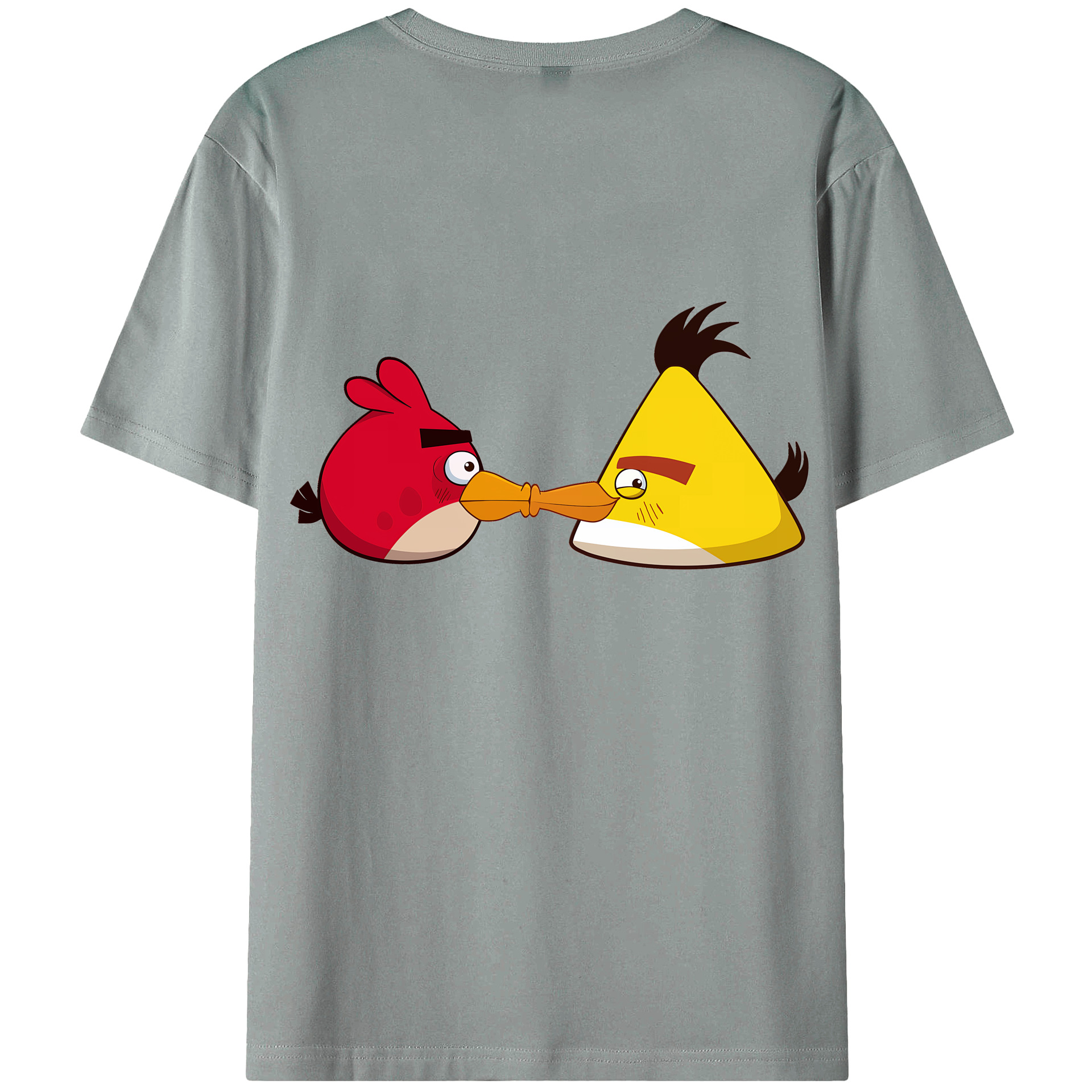 （画像用） Angry Birds アングリーバード 綿100％ メンズ半袖Tシャツ（バックプリント） 通気性